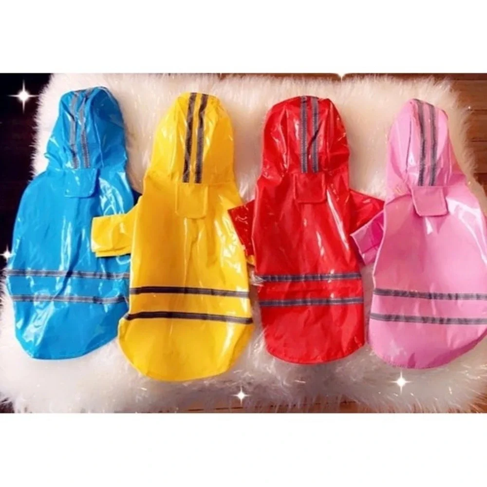 Dog/Pet/Puppy MEDIUM RED Hooded Waterproof‎ Raincoat Reflective Jacket